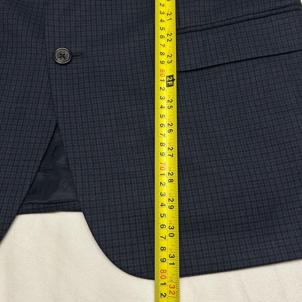 Chaps Mens Navy Blue Micro Check Blazer Sport Coat Jacket 42R Two Button - Picture 5 of 12